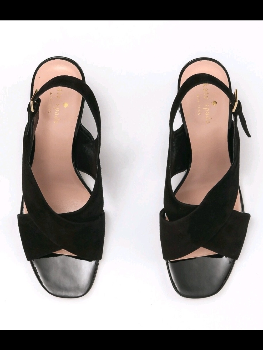 Kate Spade Christopher Black Kid Suede/Patent Heels Size 7.5